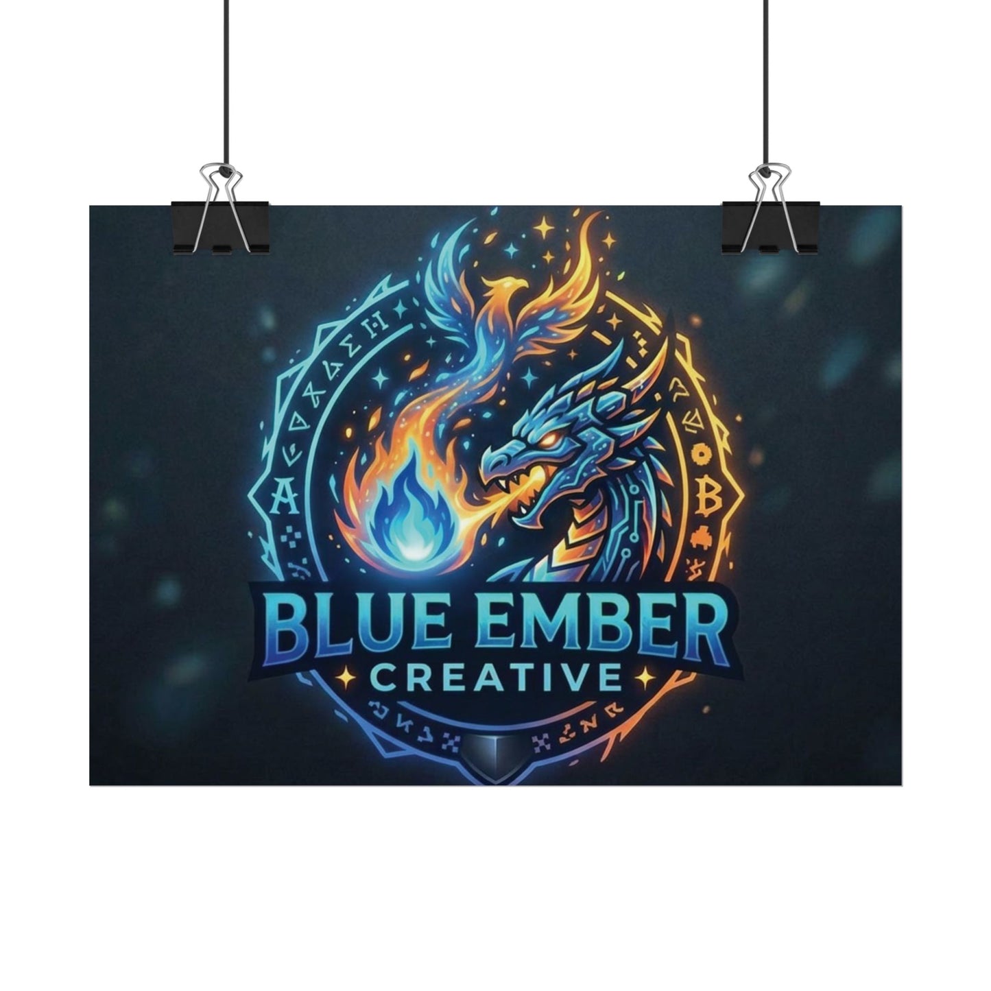 A Blue Ember Creative - Rolled Poster — Blue Ember Creative Dragon Logo Art
