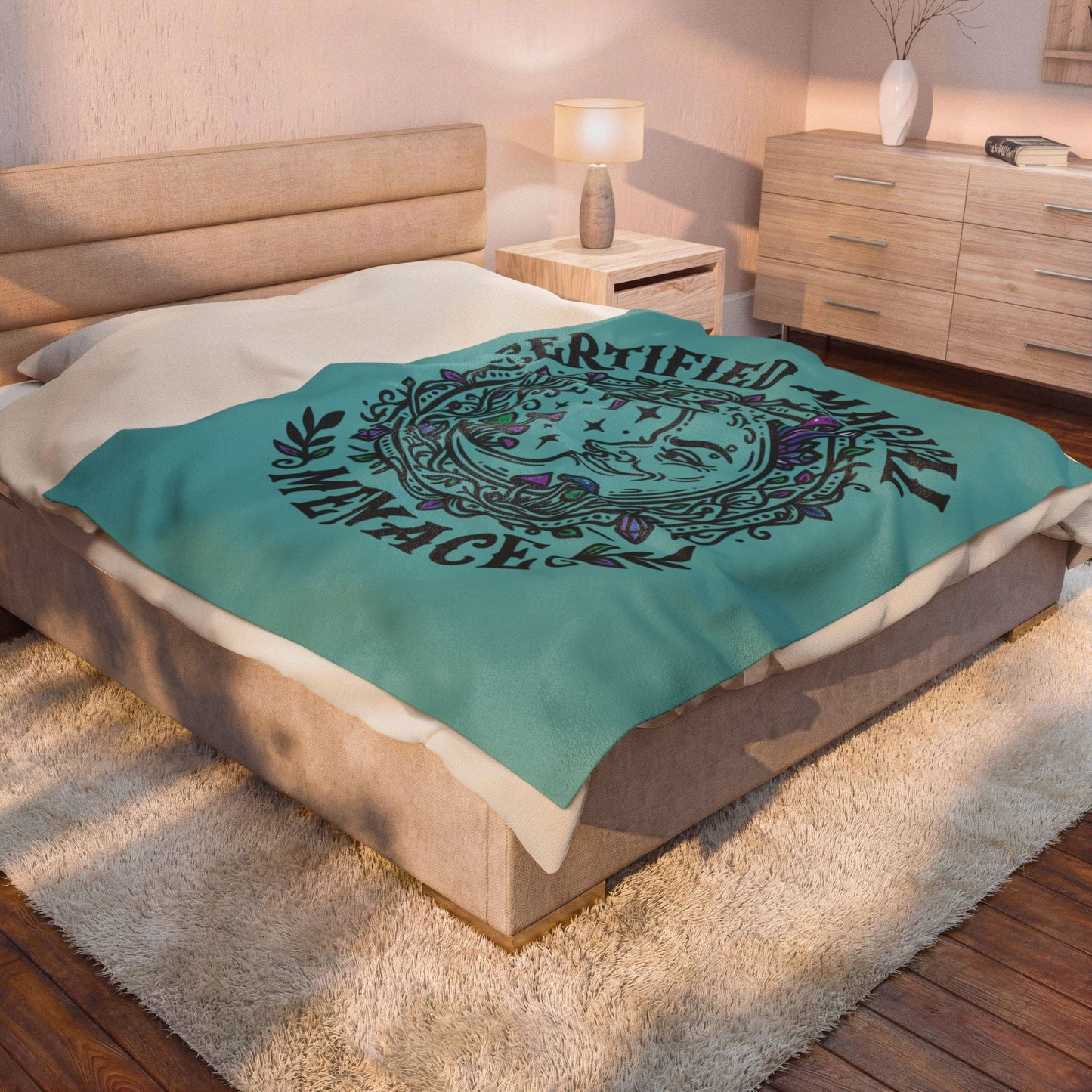 Certified Magical Menace Velveteen Blanket | witchy goblincore celestial vibes