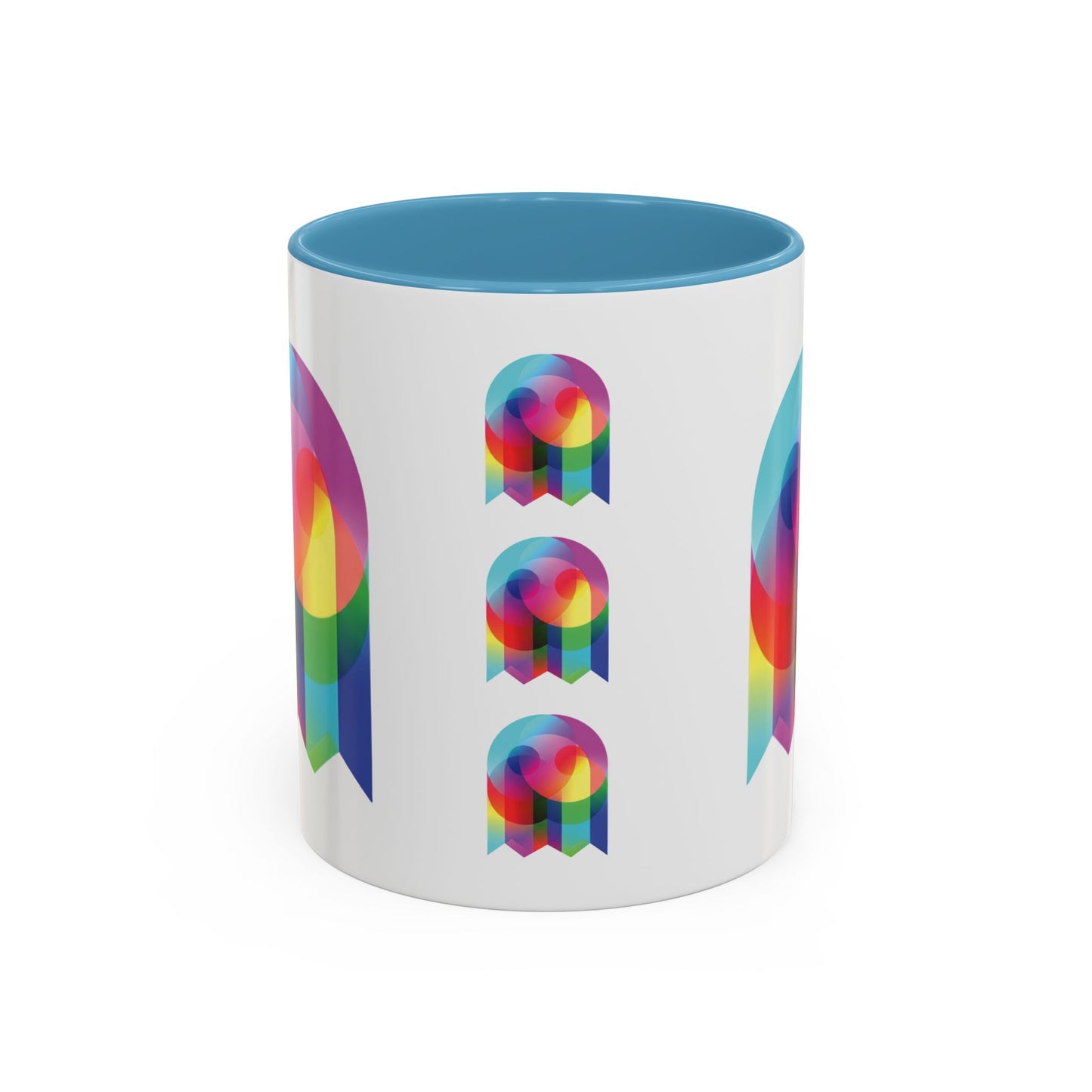 Rainbow Geometric Ghost Coffee Mug – Colorful Retro Pop Art Accent Mug (11/15oz)
