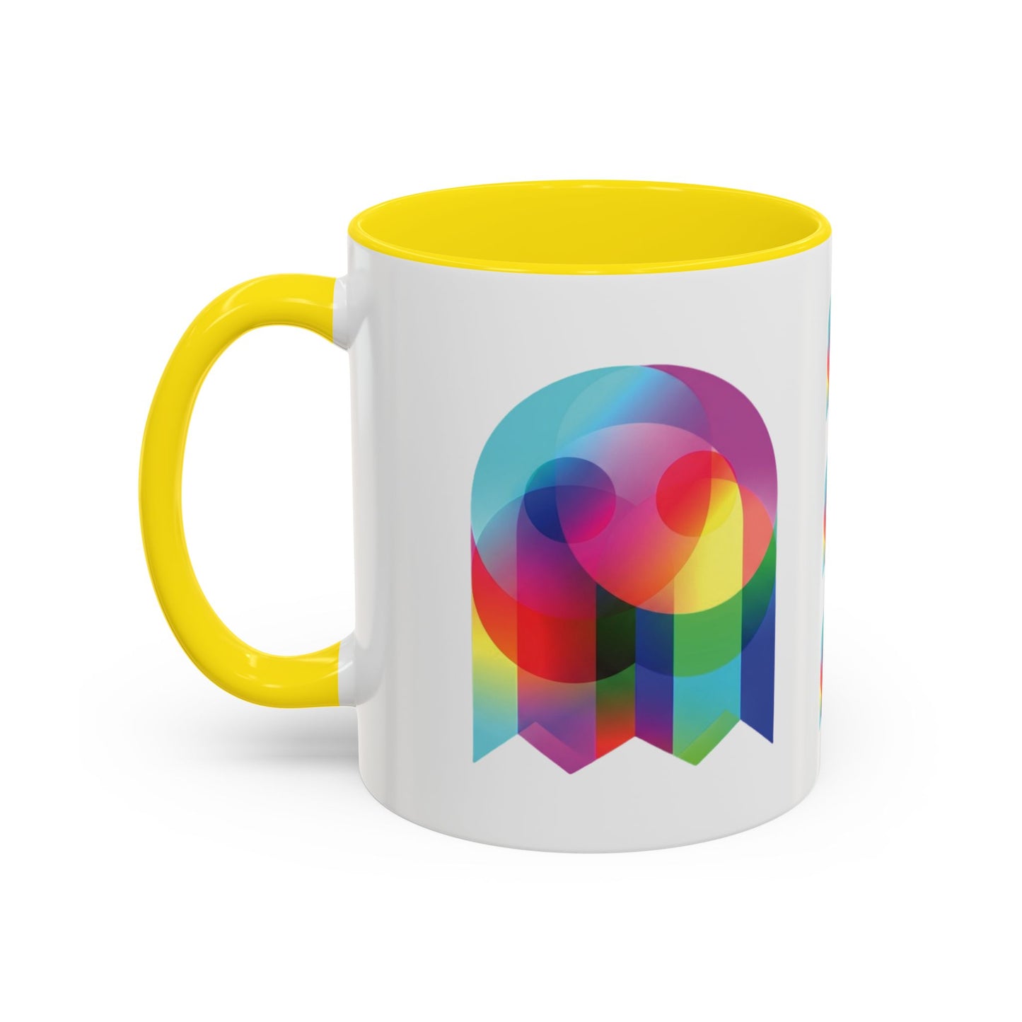 Rainbow Geometric Ghost Coffee Mug – Colorful Retro Pop Art Accent Mug (11/15oz)