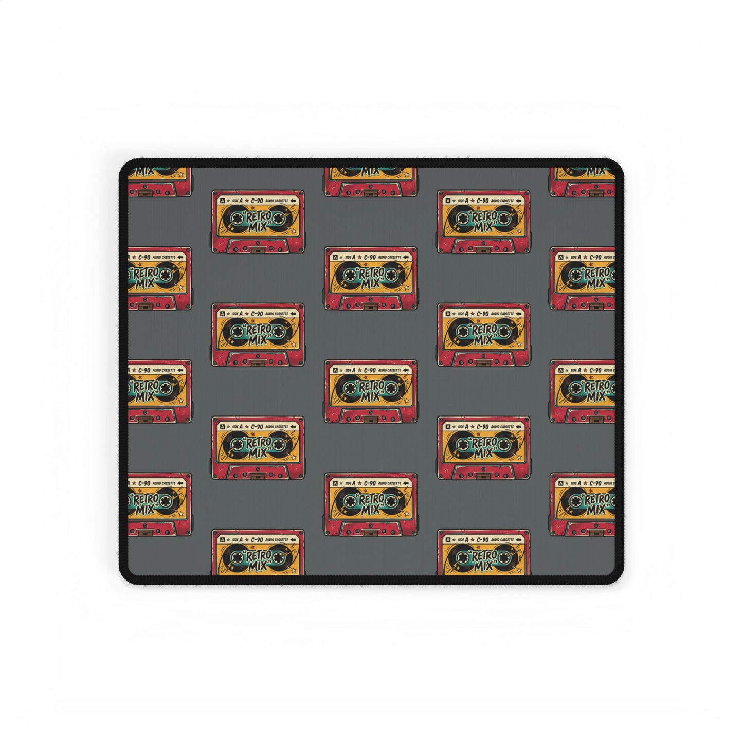 Retro Cassette Desk Mat — Vintage Mixtape Pattern Gaming/Office Desk Pad