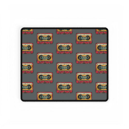 Retro Cassette Desk Mat — Vintage Mixtape Pattern Gaming/Office Desk Pad