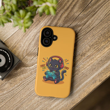Cute Gamer Cat Phone Case - 'Pew Pew' Controller Design