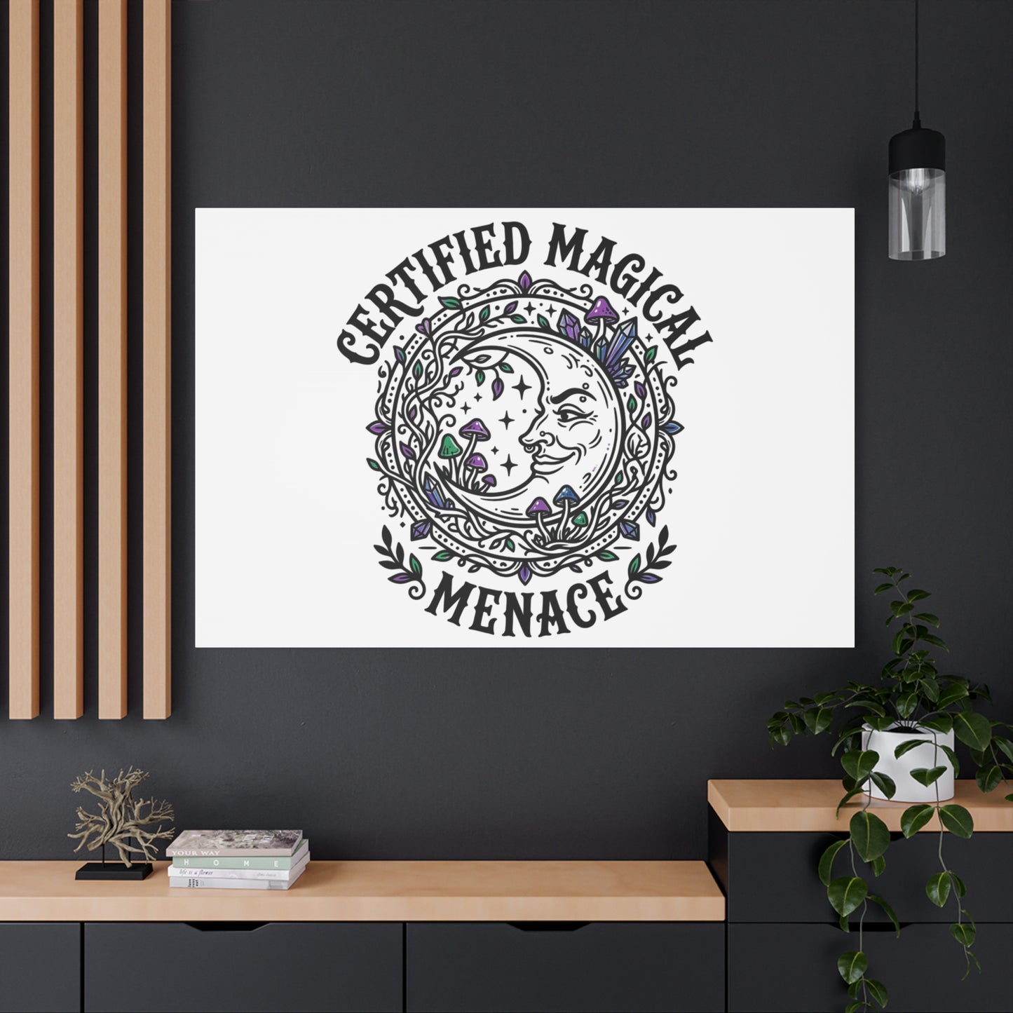 Certified Magical Menace Canvas | witchy goblincore celestial art