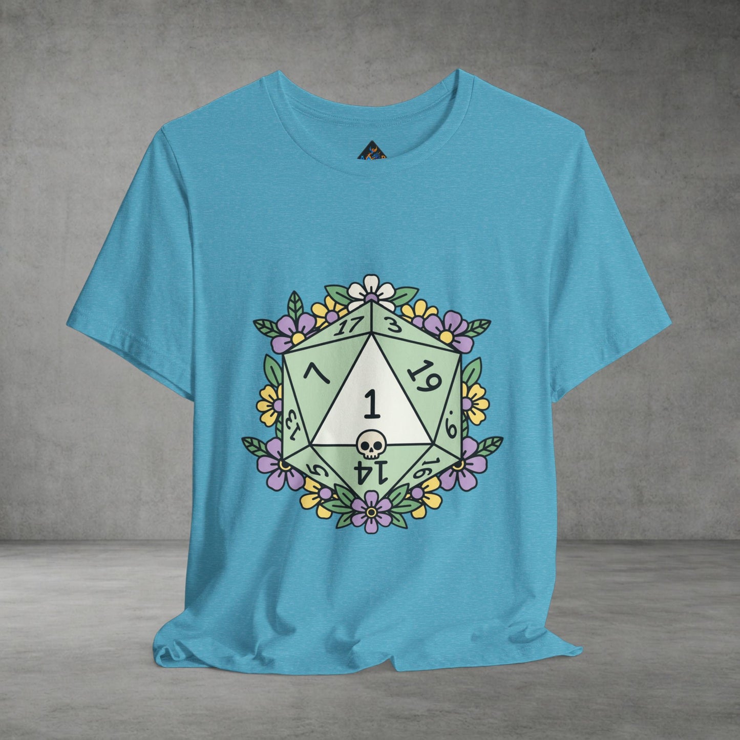 D20 Floral Dice Tee — Pastel RPG Gamer T-Shirt