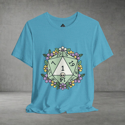 D20 Floral Dice Tee — Pastel RPG Gamer T-Shirt