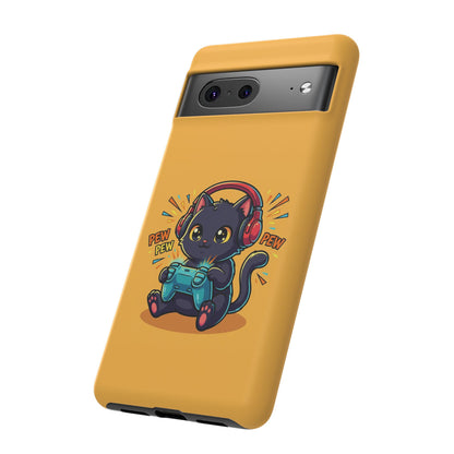 Cute Gamer Cat Phone Case - 'Pew Pew' Controller Design