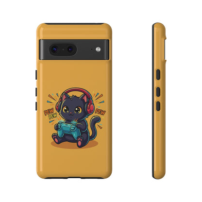 Cute Gamer Cat Phone Case - 'Pew Pew' Controller Design