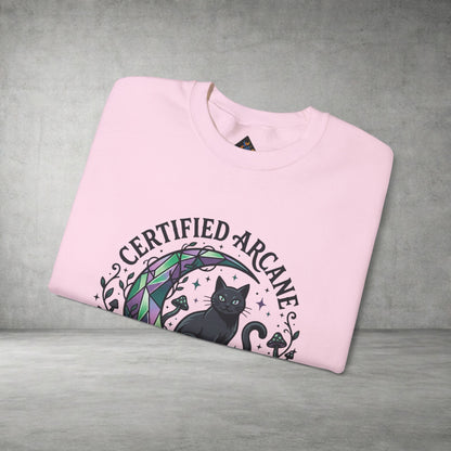 Certified Arcane Weirdo Crewneck Sweatshirt | witchy goblincore celestial