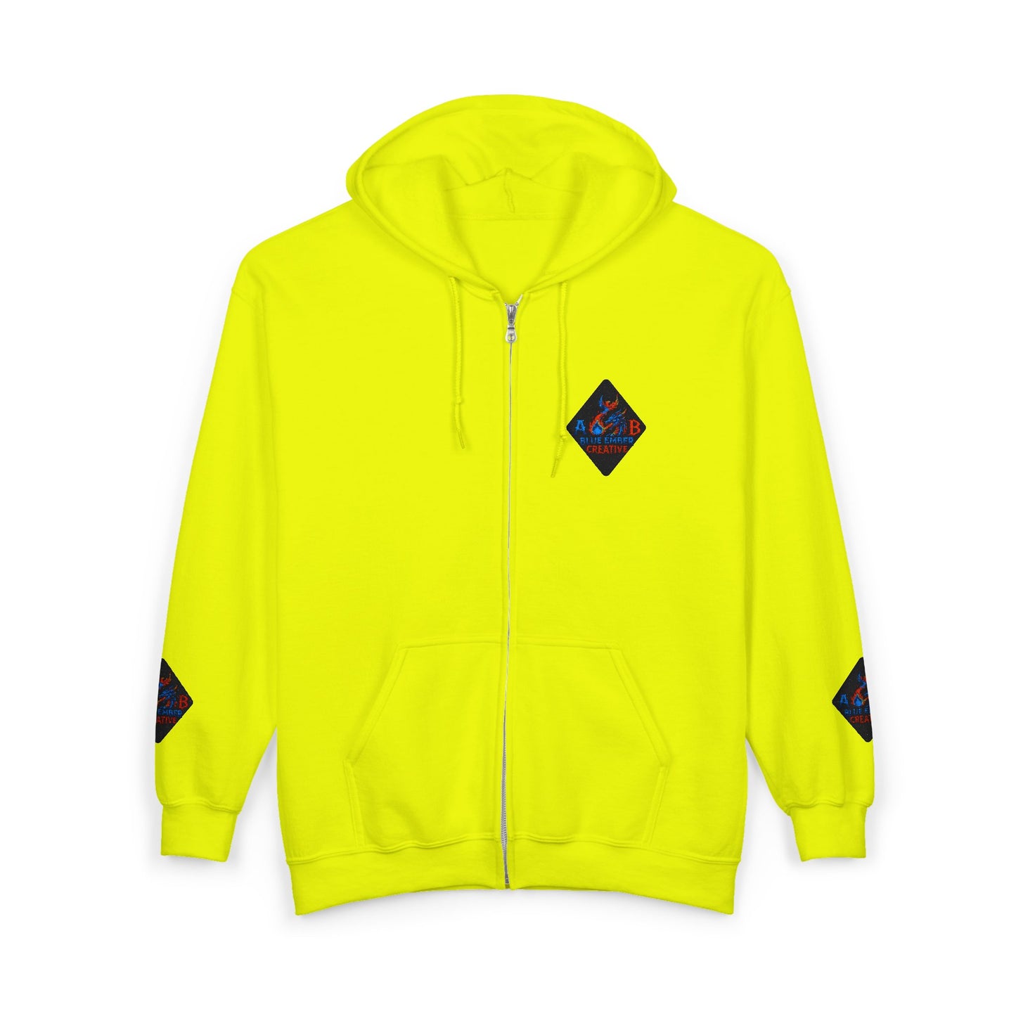 A Blue Ember Creative Diamond Zip Hoodie – Small Card Graphic