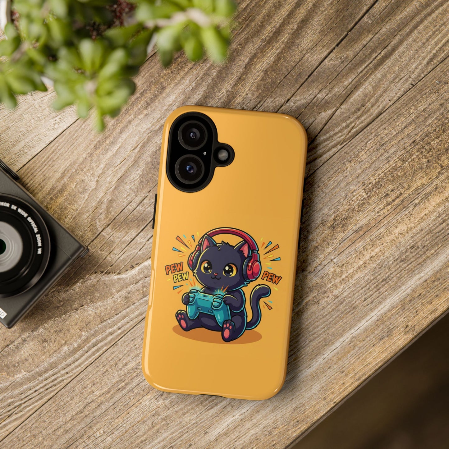 Cute Gamer Cat Phone Case - 'Pew Pew' Controller Design