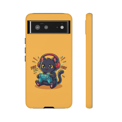 Cute Gamer Cat Phone Case - 'Pew Pew' Controller Design