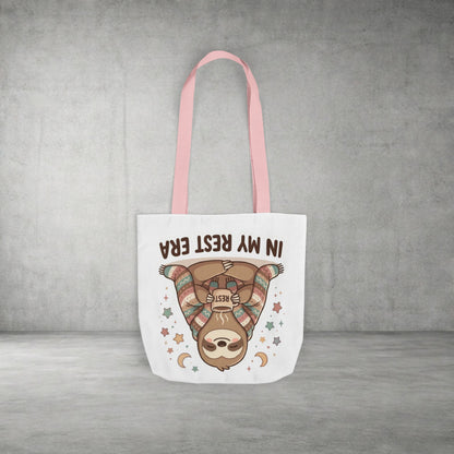 Tote Bag — 'In My Rest Era' Cute Sloth Canvas Tote for Cozy Self-Care Gifts