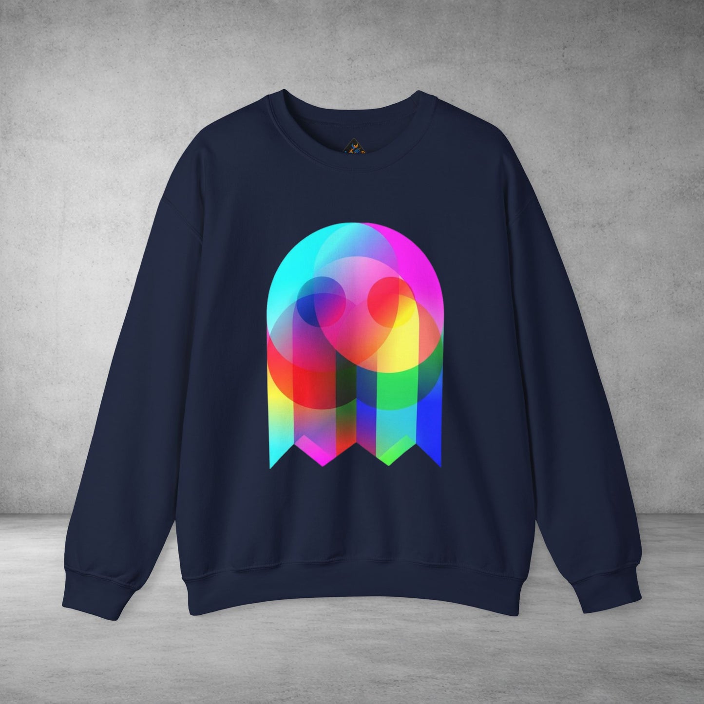 Crewneck Sweatshirt — Colourful Overlap Ghost Art Graphic