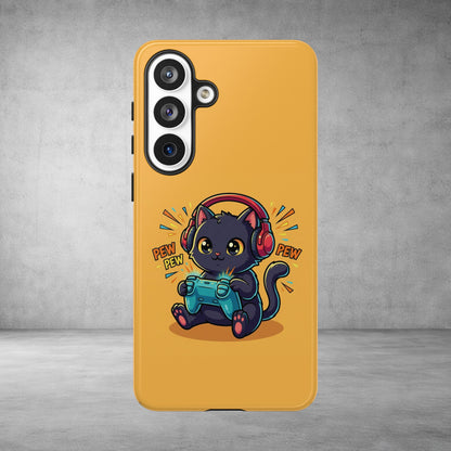 Cute Gamer Cat Phone Case - 'Pew Pew' Controller Design
