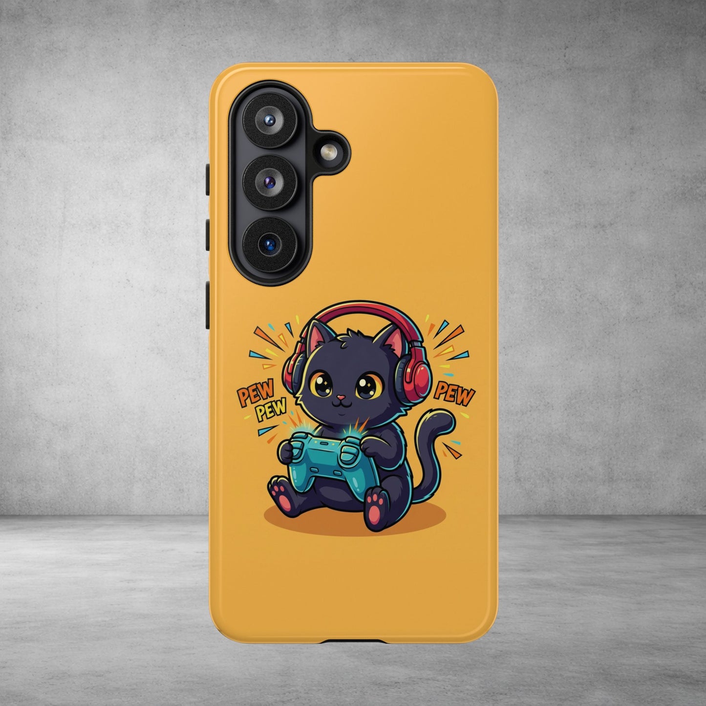 Cute Gamer Cat Phone Case - 'Pew Pew' Controller Design