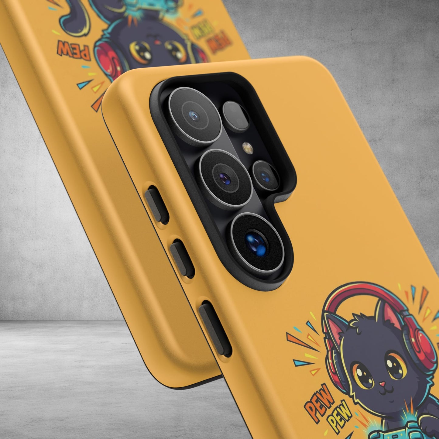 Cute Gamer Cat Phone Case - 'Pew Pew' Controller Design