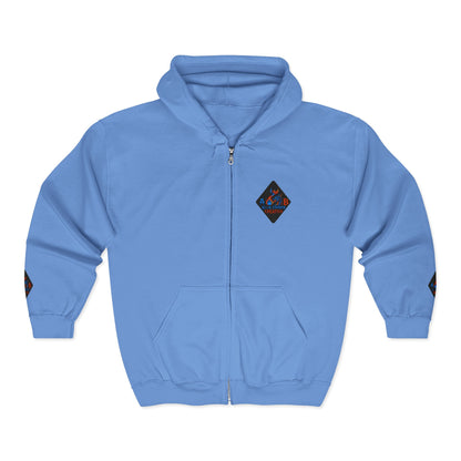A Blue Ember Creative Diamond Zip Hoodie – Small Card Graphic