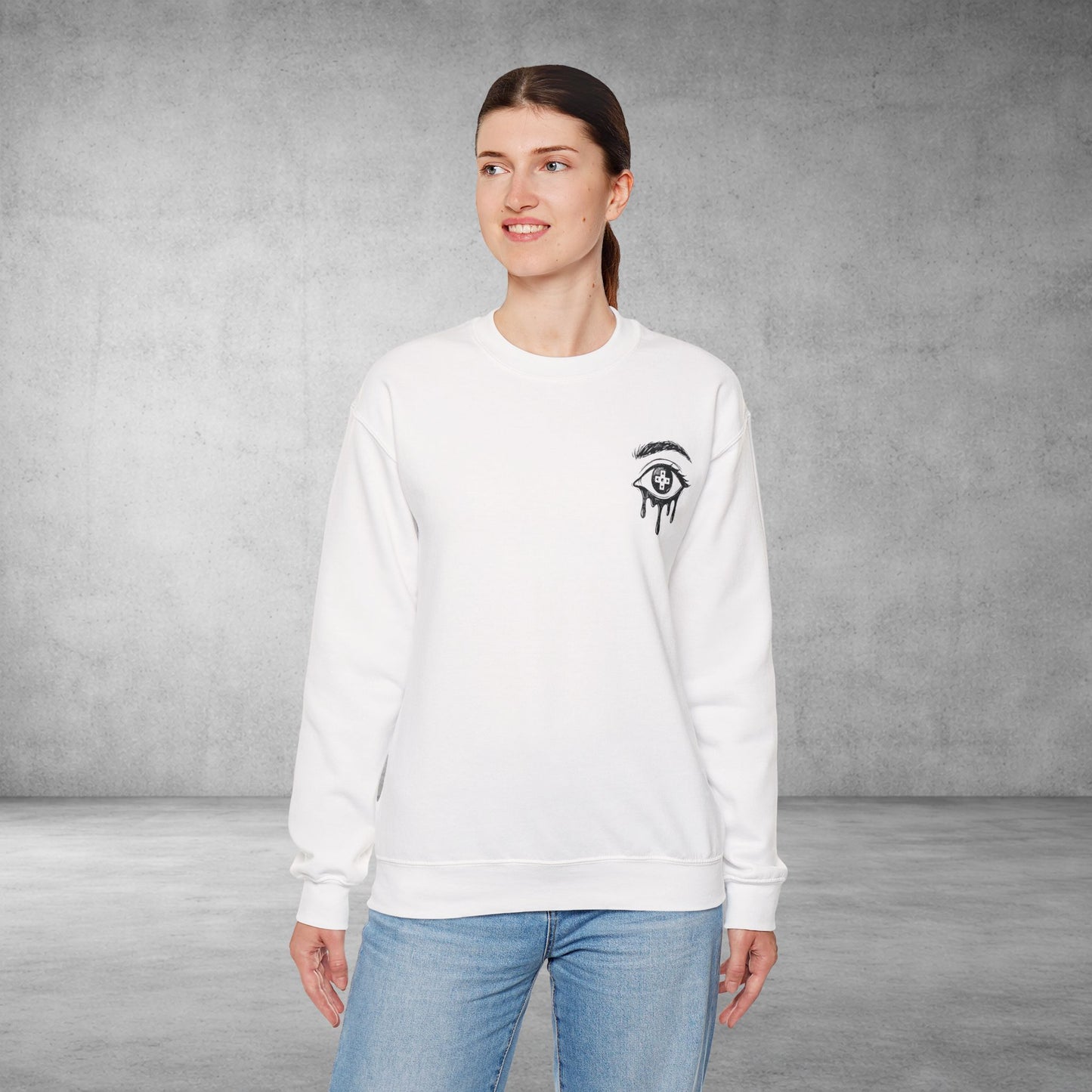 Crewneck Sweatshirt — 'Wake Yo Game Up, Let’s Game' Dripping Eye Gamer Design