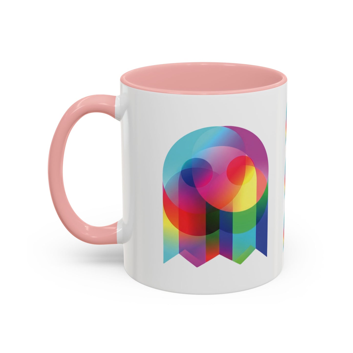 Rainbow Geometric Ghost Coffee Mug – Colorful Retro Pop Art Accent Mug (11/15oz)