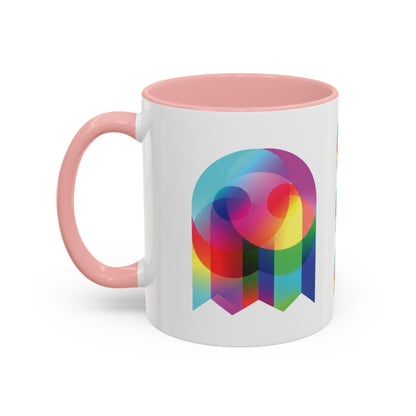 Rainbow Geometric Ghost Coffee Mug – Colorful Retro Pop Art Accent Mug (11/15oz)