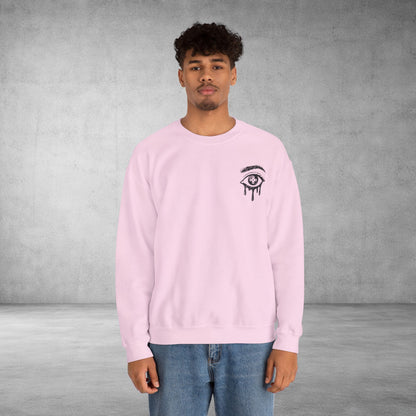 Crewneck Sweatshirt — 'Wake Yo Game Up, Let’s Game' Dripping Eye Gamer Design
