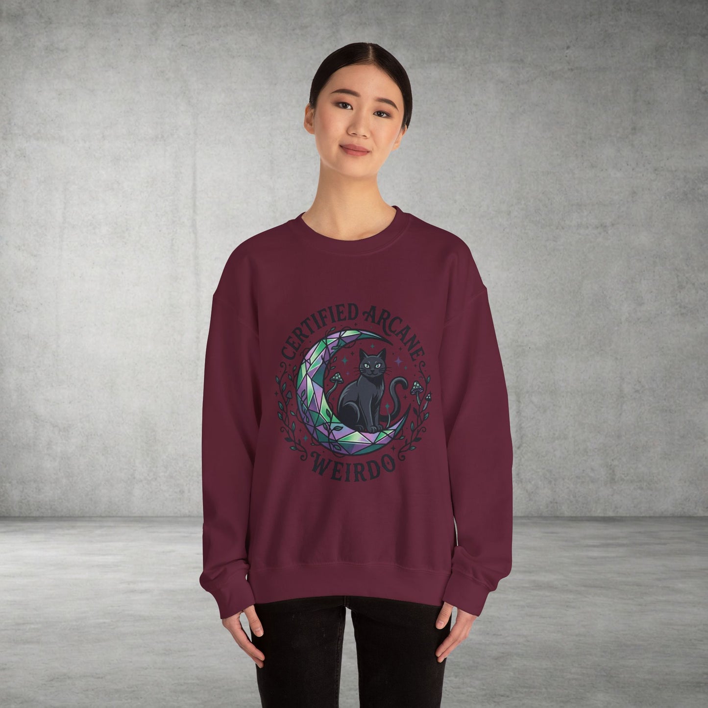 Certified Arcane Weirdo Crewneck Sweatshirt | witchy goblincore celestial