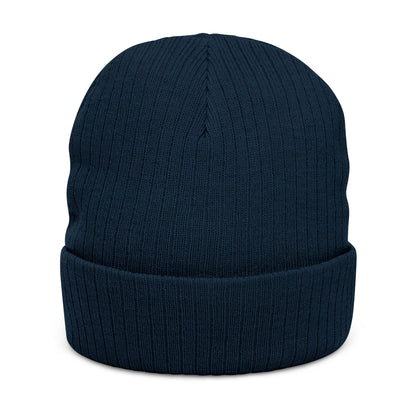 A Blue Ember Skull Ribbed Beanie — Cozy Winter Hat for Bikers & Streetwear