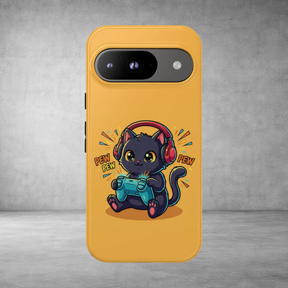 Cute Gamer Cat Phone Case - 'Pew Pew' Controller Design