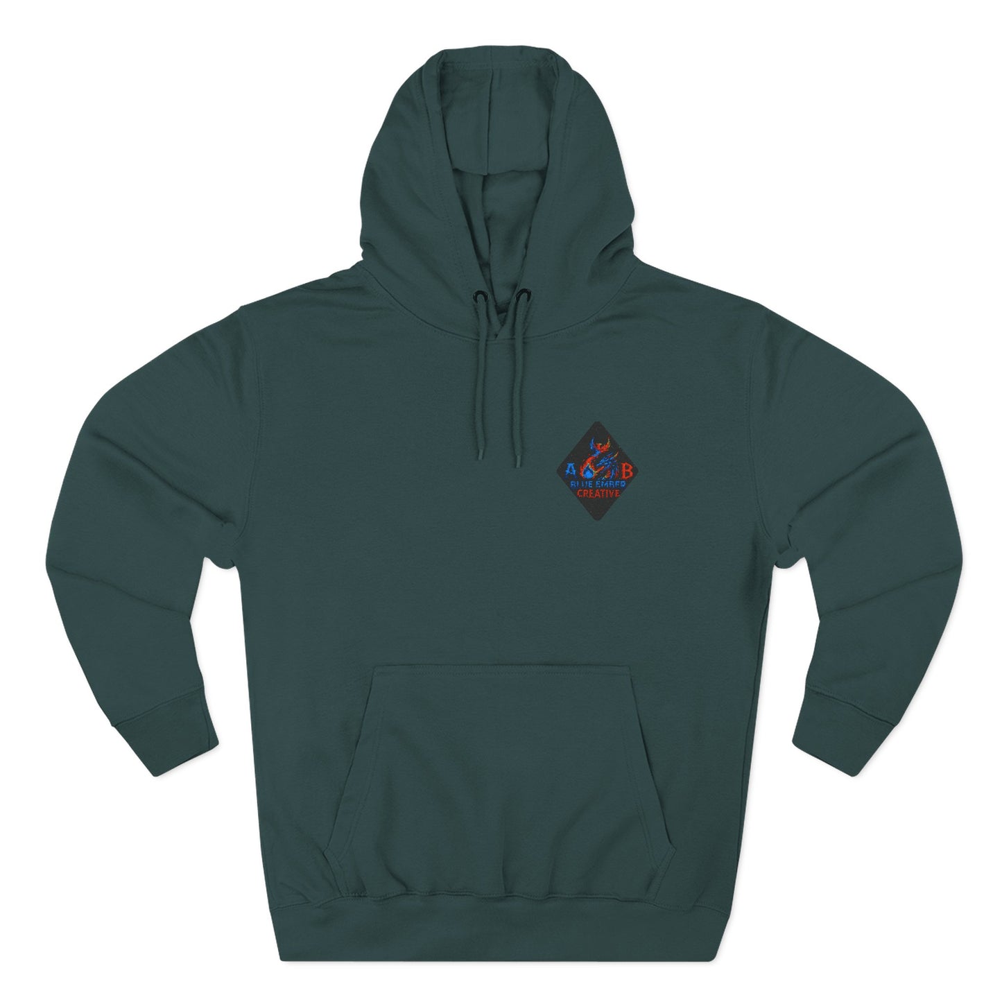 A Blue Ember Creative Geometric Diamond Hoodie — Small Chest Logo Pullover