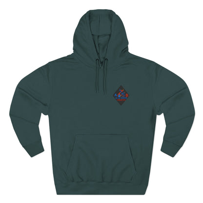 A Blue Ember Creative Geometric Diamond Hoodie — Small Chest Logo Pullover