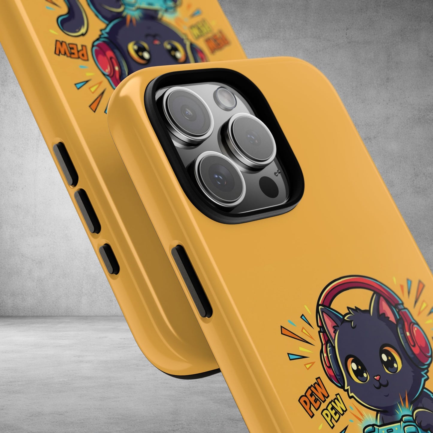 Cute Gamer Cat Phone Case - 'Pew Pew' Controller Design