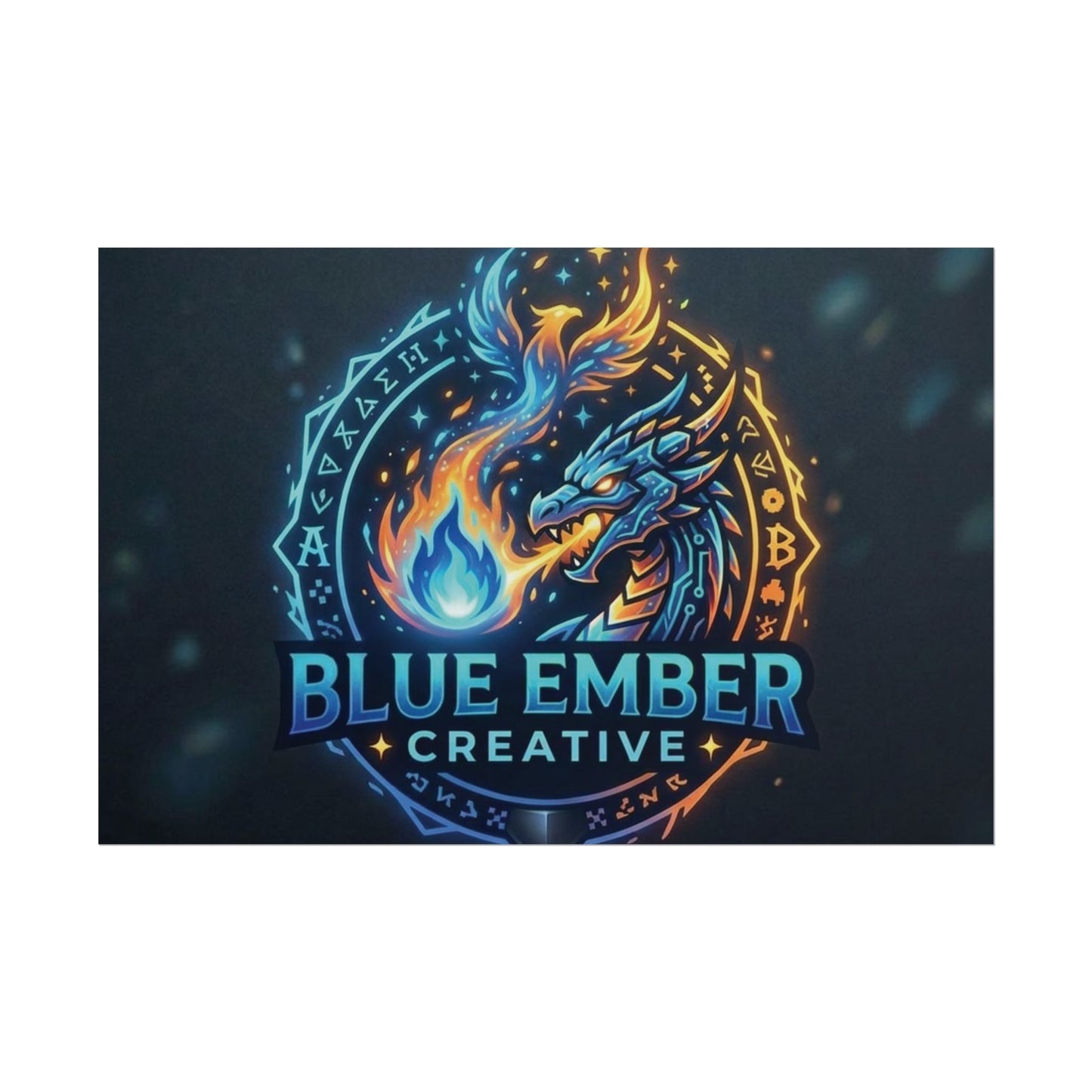 A Blue Ember Creative - Rolled Poster — Blue Ember Creative Dragon Logo Art