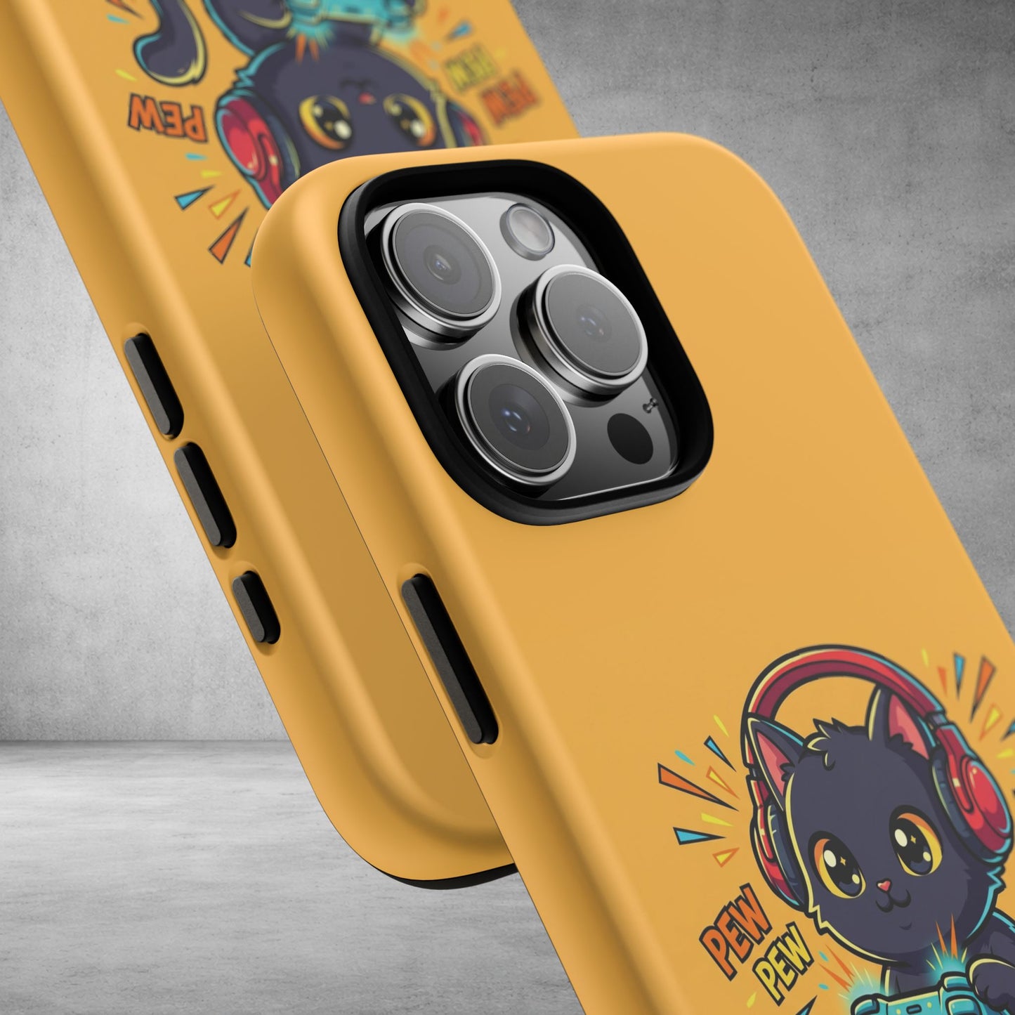 Cute Gamer Cat Phone Case - 'Pew Pew' Controller Design
