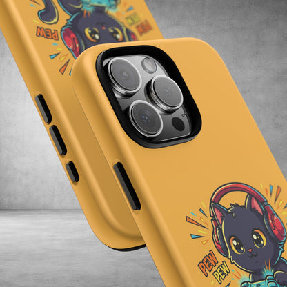 Cute Gamer Cat Phone Case - 'Pew Pew' Controller Design