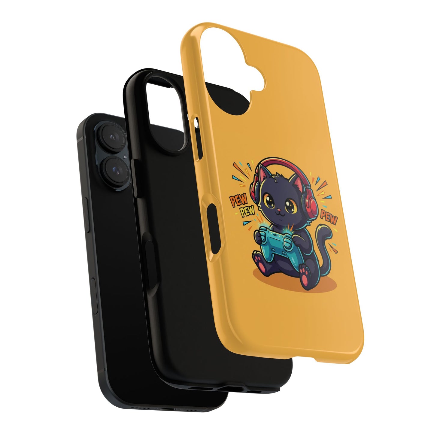 Cute Gamer Cat Phone Case - 'Pew Pew' Controller Design