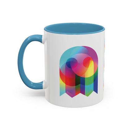 Rainbow Geometric Ghost Coffee Mug – Colorful Retro Pop Art Accent Mug (11/15oz)