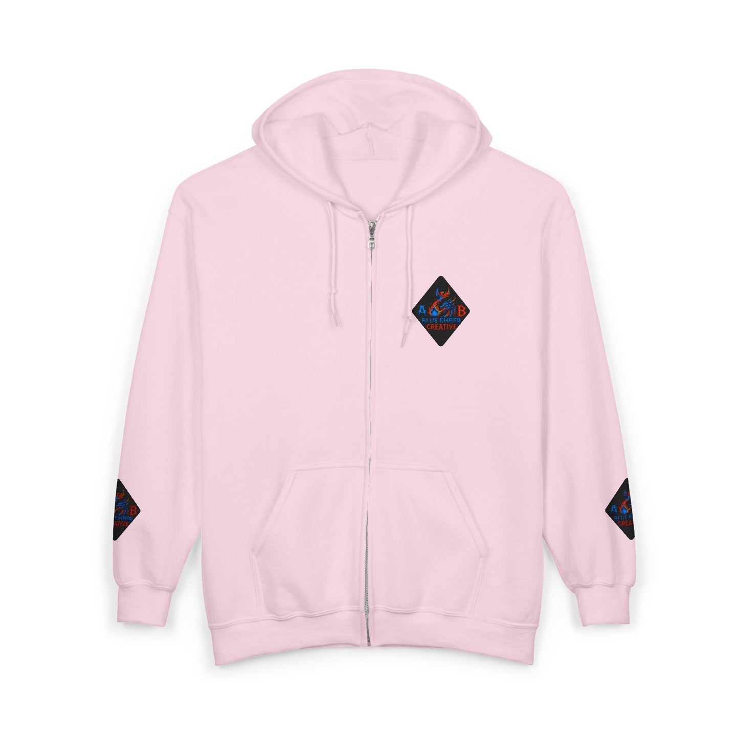 A Blue Ember Creative Diamond Zip Hoodie – Small Card Graphic