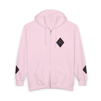 A Blue Ember Creative Diamond Zip Hoodie – Small Card Graphic