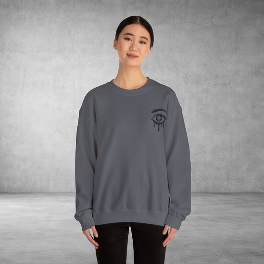 Crewneck Sweatshirt — 'Wake Yo Game Up, Let’s Game' Dripping Eye Gamer Design