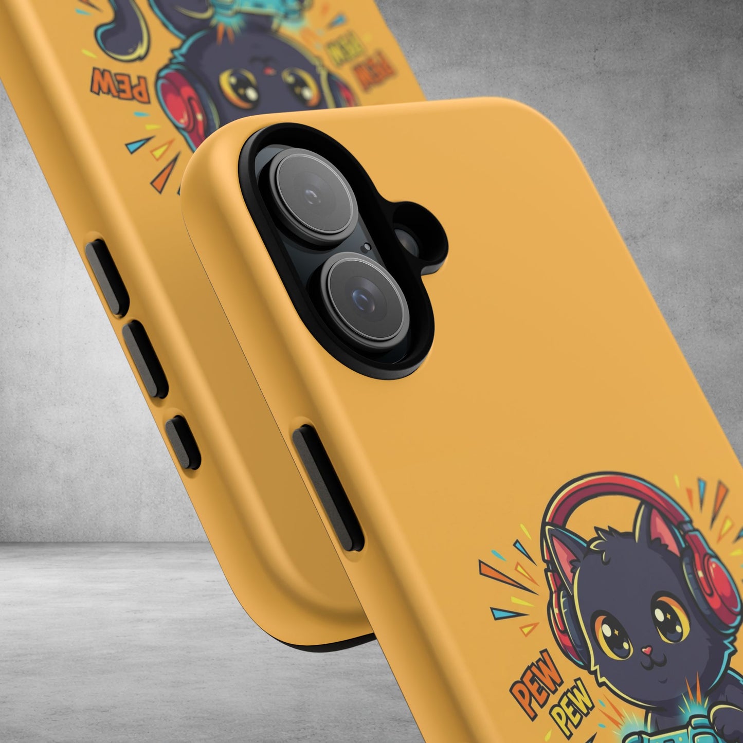 Cute Gamer Cat Phone Case - 'Pew Pew' Controller Design