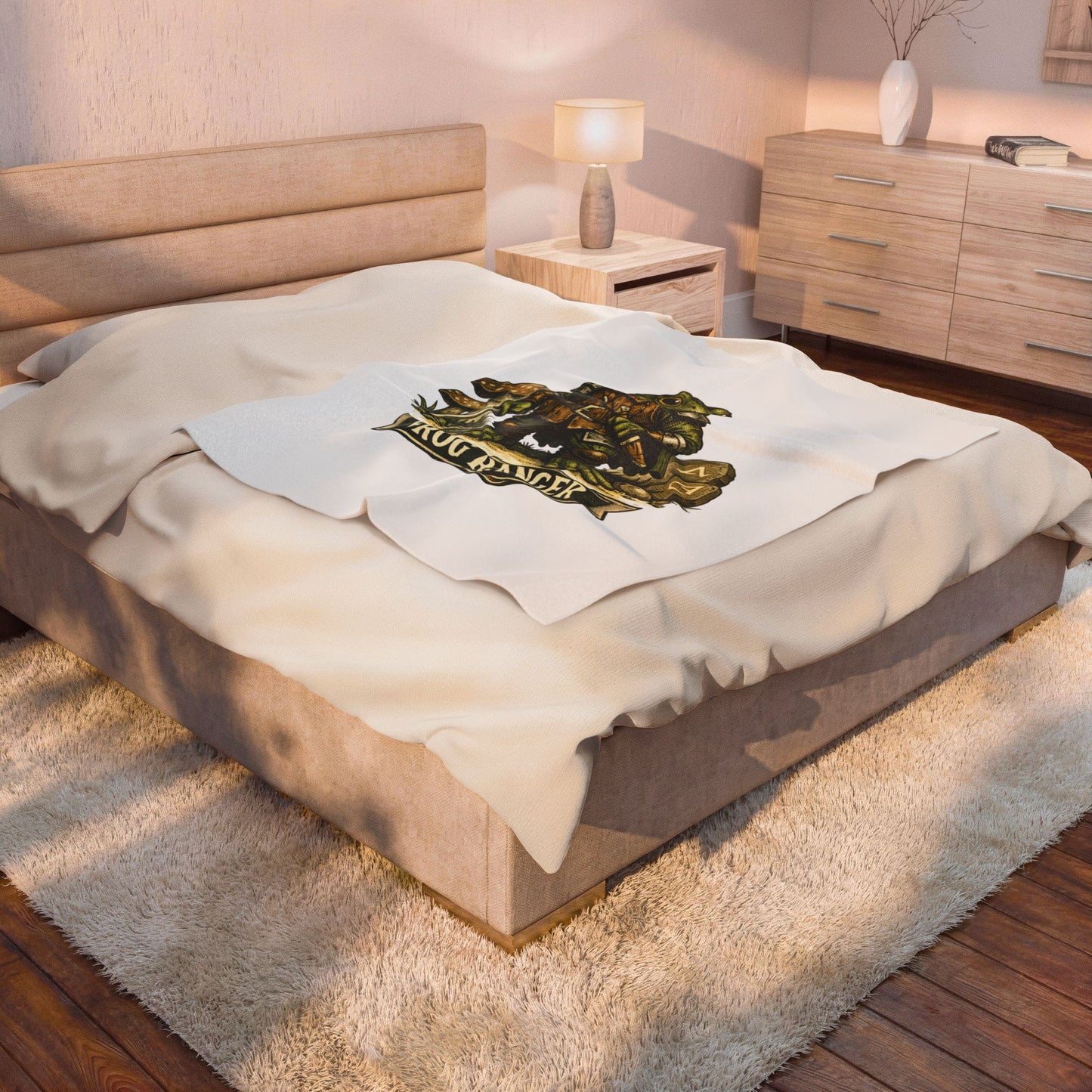 Frog Ranger Plush Blanket — Velveteen Cozy Fantasy Throw