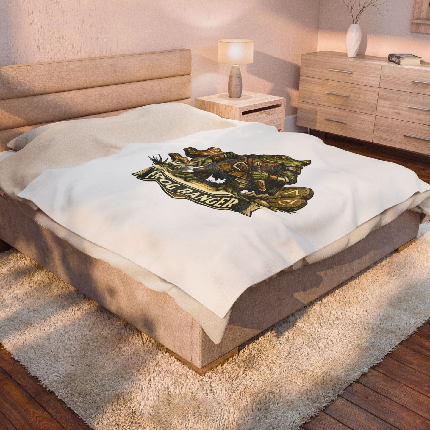 Frog Ranger Plush Blanket — Velveteen Cozy Fantasy Throw