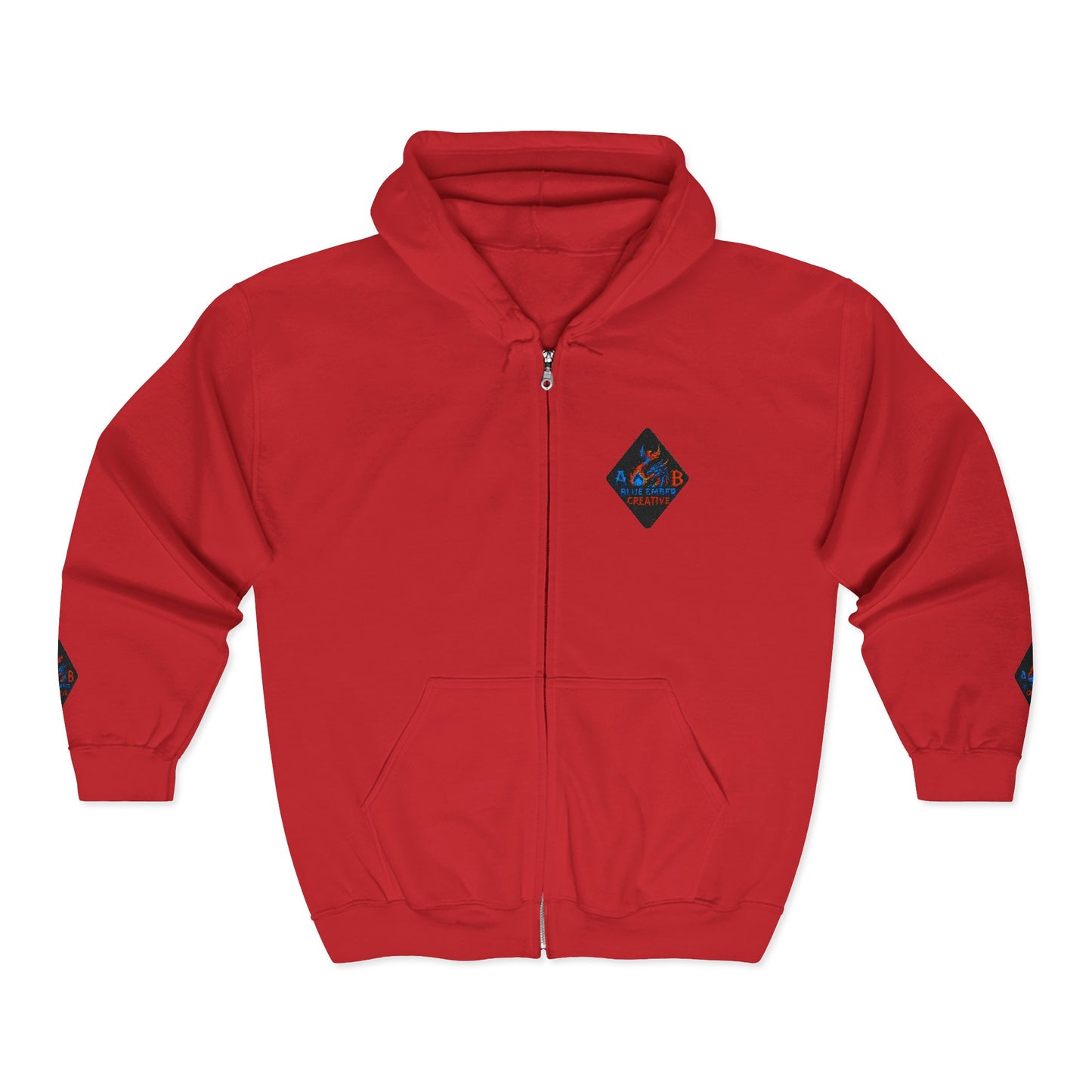 A Blue Ember Creative Diamond Zip Hoodie – Small Card Graphic