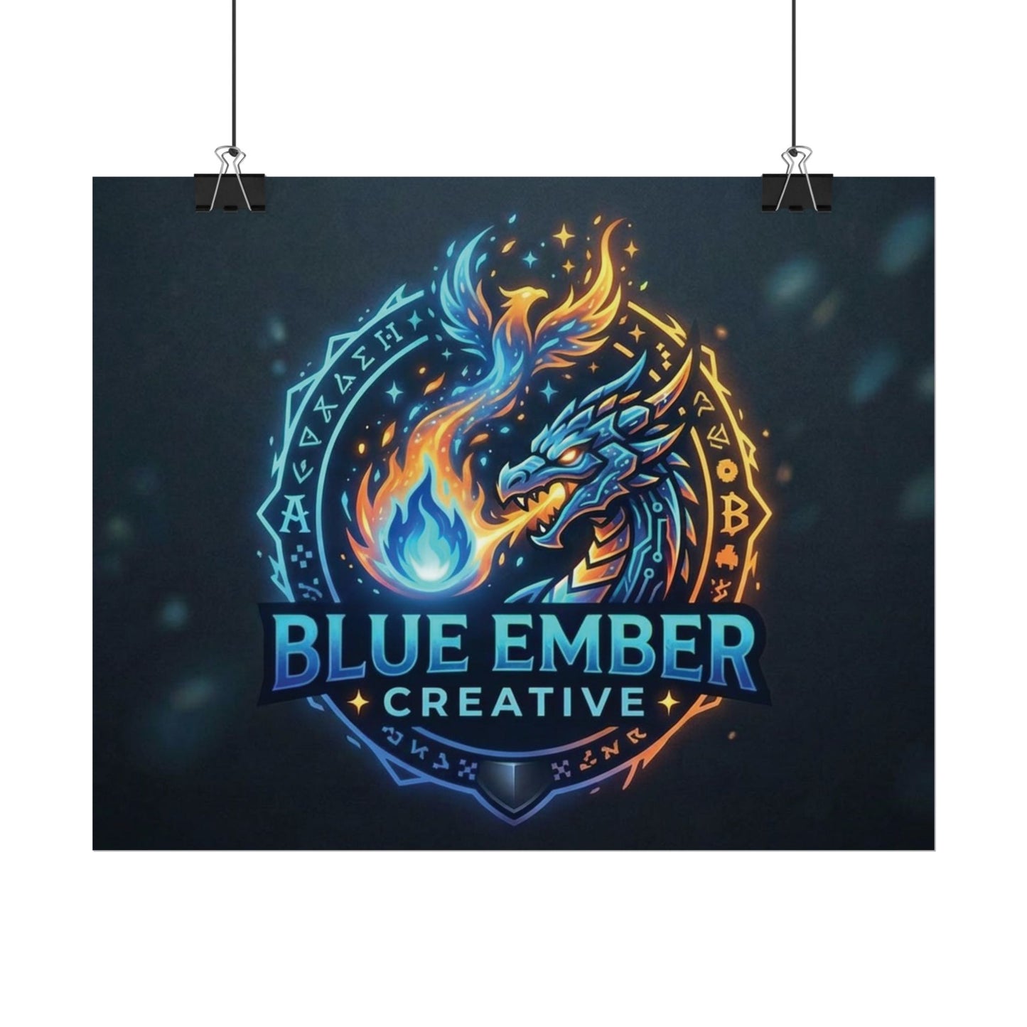 A Blue Ember Creative - Rolled Poster — Blue Ember Creative Dragon Logo Art