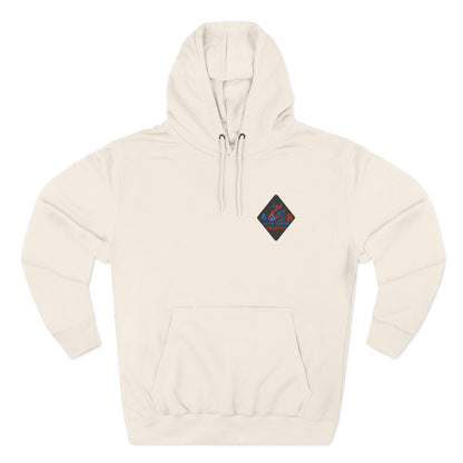 A Blue Ember Creative Geometric Diamond Hoodie — Small Chest Logo Pullover