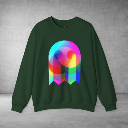 Crewneck Sweatshirt — Colourful Overlap Ghost Art Graphic