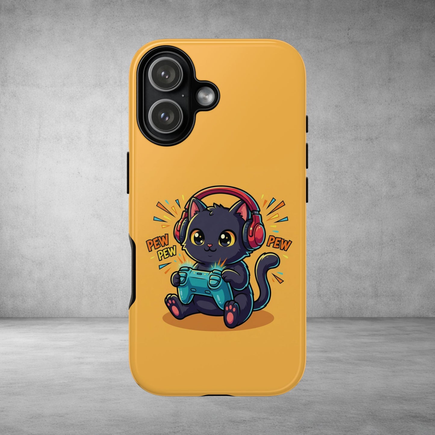 Cute Gamer Cat Phone Case - 'Pew Pew' Controller Design