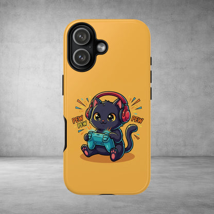 Cute Gamer Cat Phone Case - 'Pew Pew' Controller Design