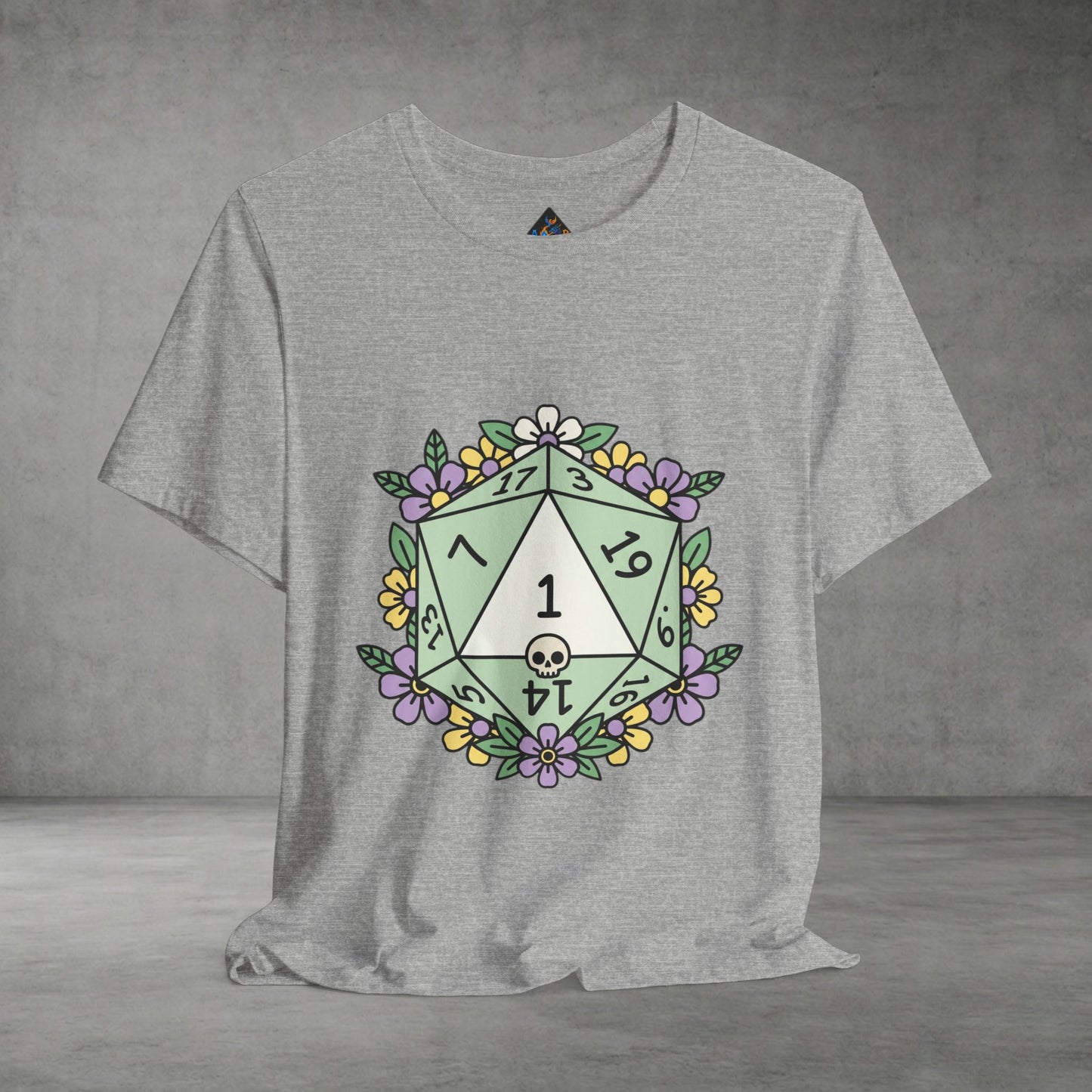 D20 Floral Dice Tee — Pastel RPG Gamer T-Shirt